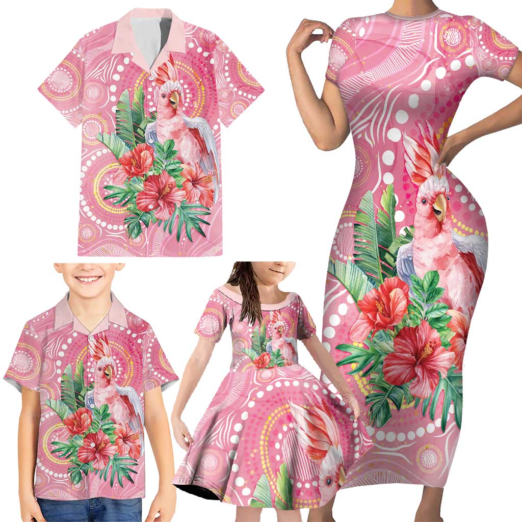 Breast Cancer Pink Cockatoo Family Matching Short Sleeve Bodycon Dress and Hawaiian Shirt Australia Indigenous Watercolor Glaze - Vibe Hoodie