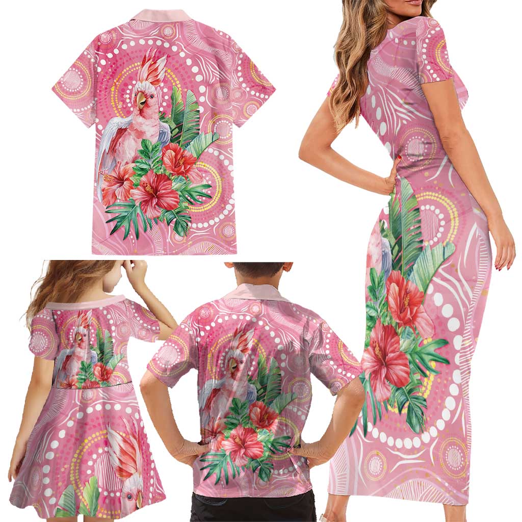 Breast Cancer Pink Cockatoo Family Matching Short Sleeve Bodycon Dress and Hawaiian Shirt Australia Indigenous Watercolor Glaze - Vibe Hoodie