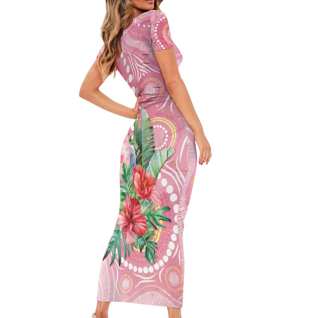 Breast Cancer Pink Cockatoo Family Matching Short Sleeve Bodycon Dress and Hawaiian Shirt Australia Indigenous Watercolor Glaze - Vibe Hoodie