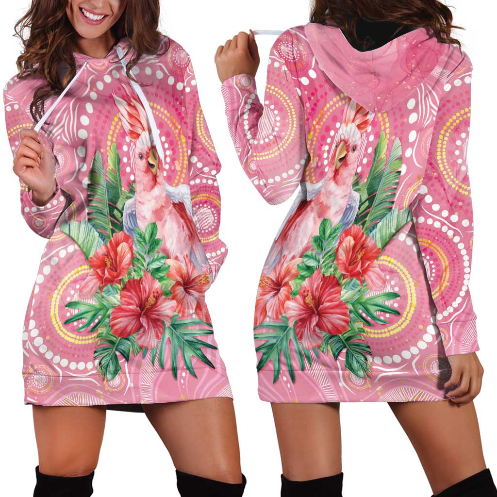 Breast Cancer Pink Cockatoo Hoodie Dress Australia Indigenous Watercolor Glaze - Vibe Hoodie