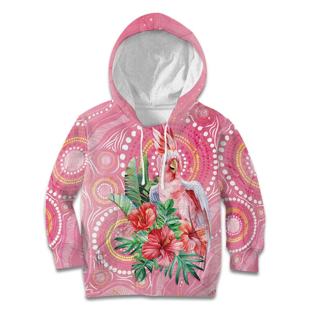 Breast Cancer Pink Cockatoo Kid Hoodie Australia Indigenous Watercolor Glaze - Vibe Hoodie