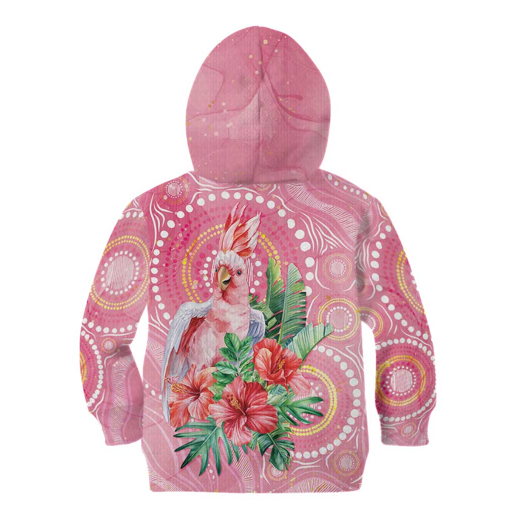 Breast Cancer Pink Cockatoo Kid Hoodie Australia Indigenous Watercolor Glaze - Vibe Hoodie