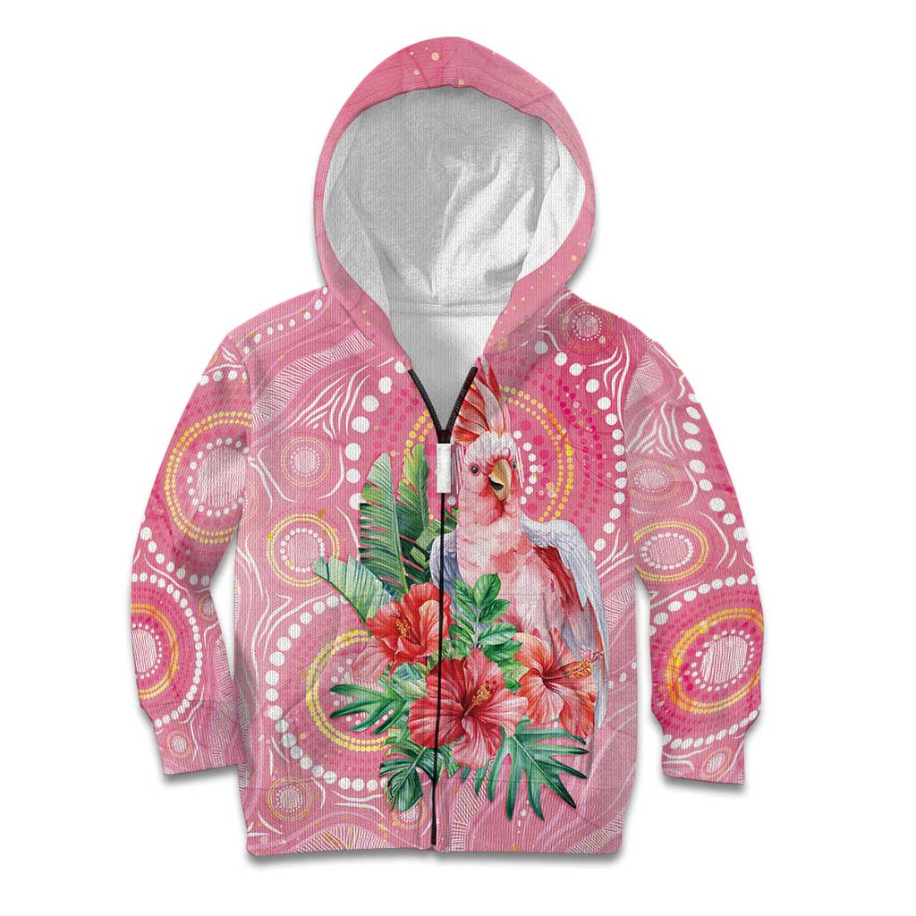 Breast Cancer Pink Cockatoo Kid Hoodie Australia Indigenous Watercolor Glaze - Vibe Hoodie