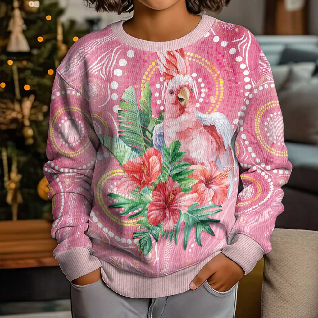 Breast Cancer Pink Cockatoo Kid Ugly Christmas Sweater Australia Indigenous Watercolor Glaze - Vibe Hoodie