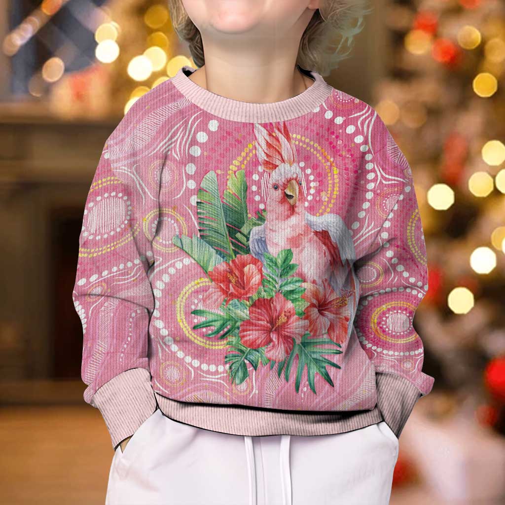 Breast Cancer Pink Cockatoo Kid Ugly Christmas Sweater Australia Indigenous Watercolor Glaze - Vibe Hoodie