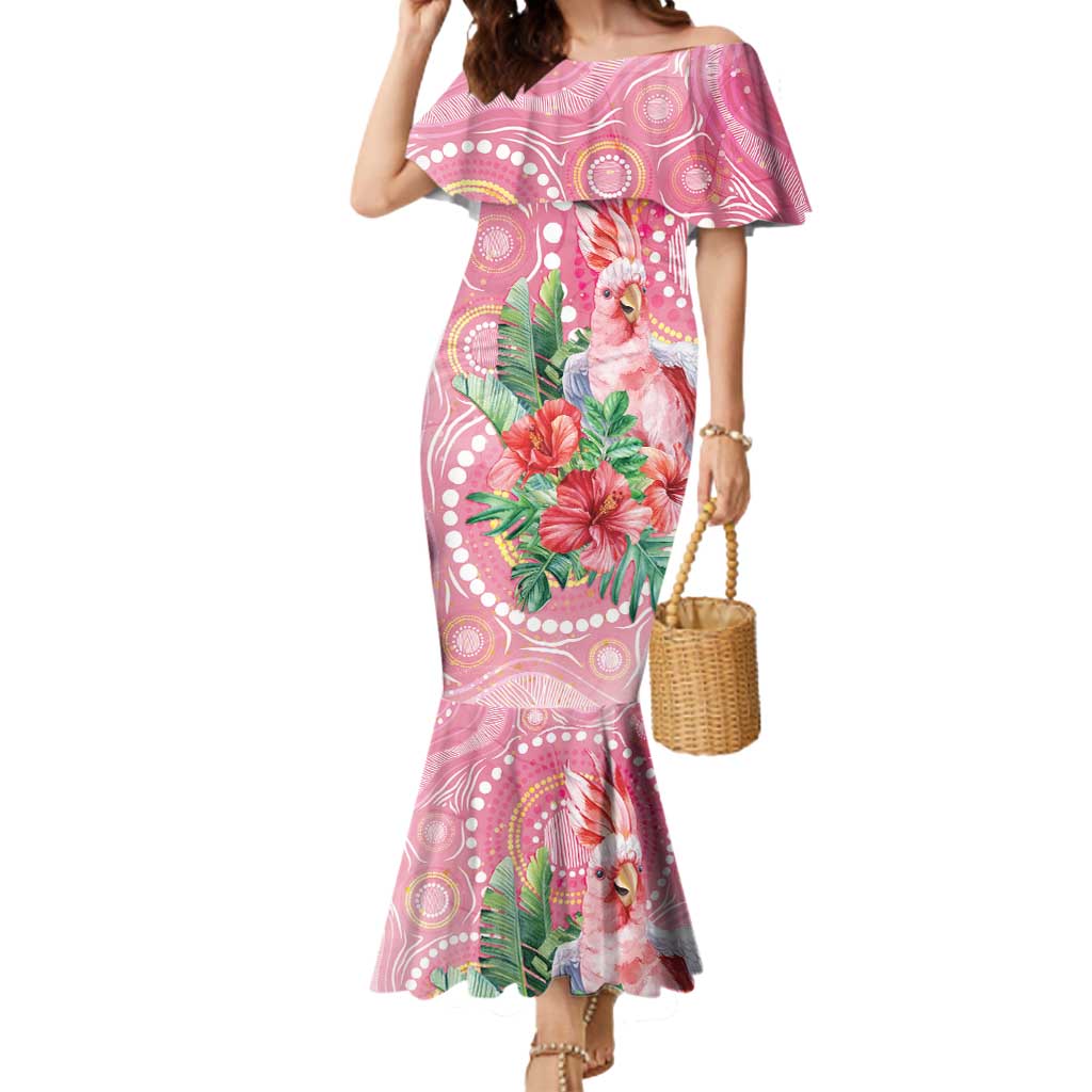 Breast Cancer Pink Cockatoo Mermaid Dress Australia Indigenous Watercolor Glaze - Vibe Hoodie