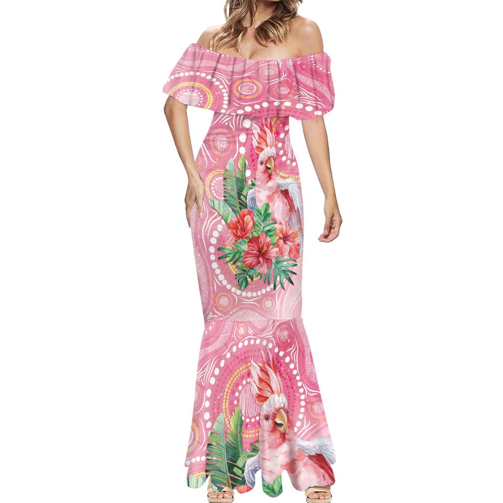Breast Cancer Pink Cockatoo Mermaid Dress Australia Indigenous Watercolor Glaze - Vibe Hoodie