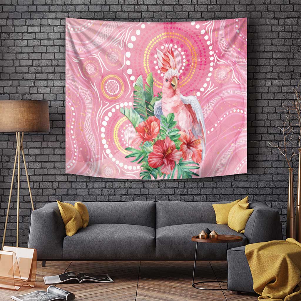Breast Cancer Pink Cockatoo Tapestry Australia Indigenous Watercolor Glaze - Vibe Hoodie