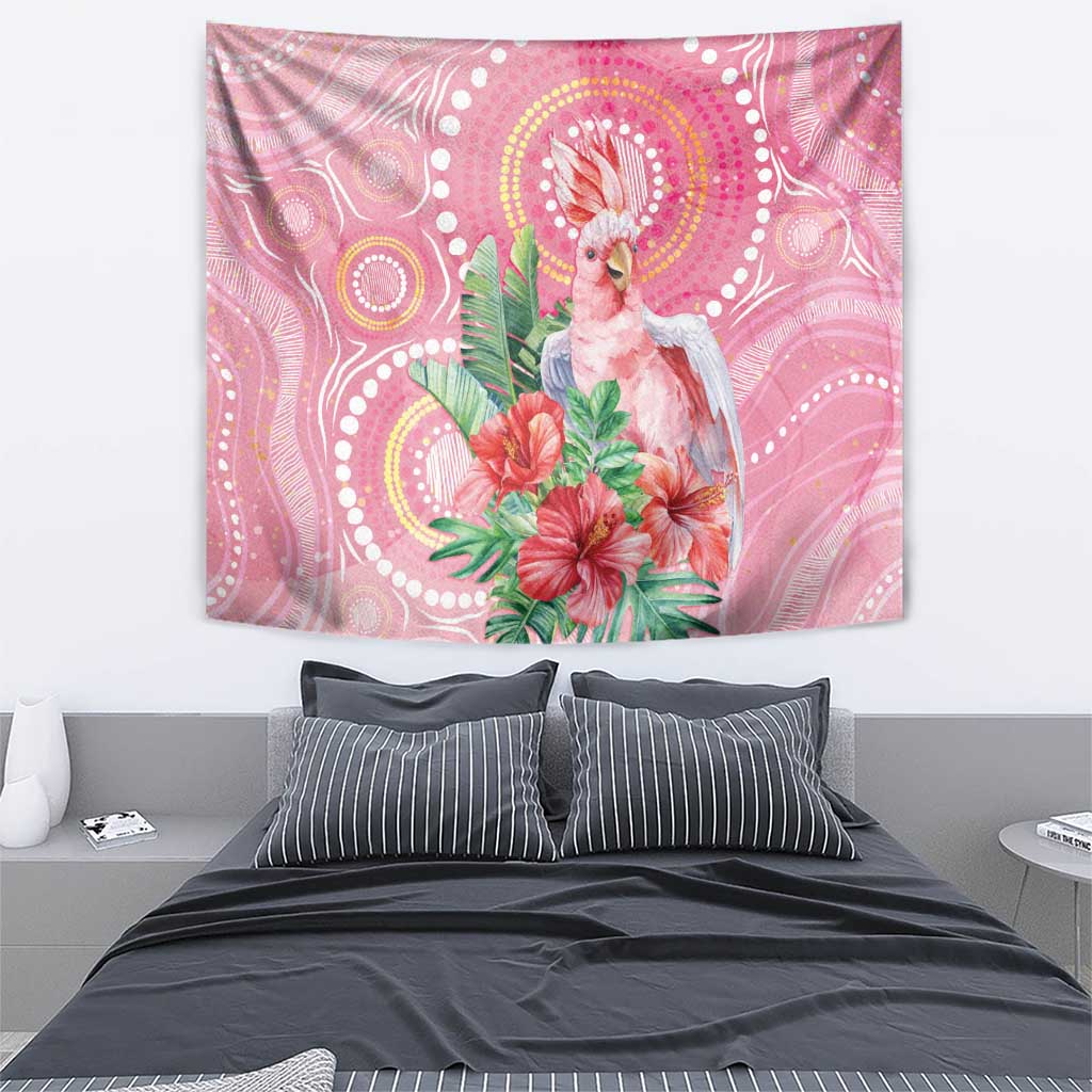 Breast Cancer Pink Cockatoo Tapestry Australia Indigenous Watercolor Glaze - Vibe Hoodie