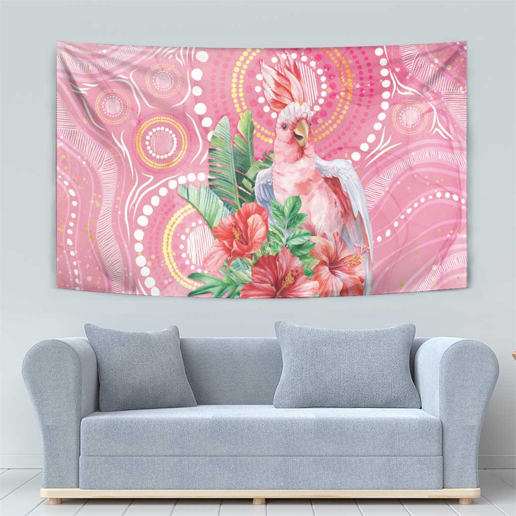 Breast Cancer Pink Cockatoo Tapestry Australia Indigenous Watercolor Glaze - Vibe Hoodie
