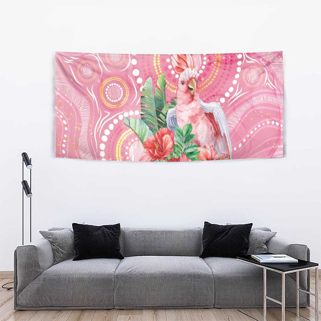 Breast Cancer Pink Cockatoo Tapestry Australia Indigenous Watercolor Glaze - Vibe Hoodie