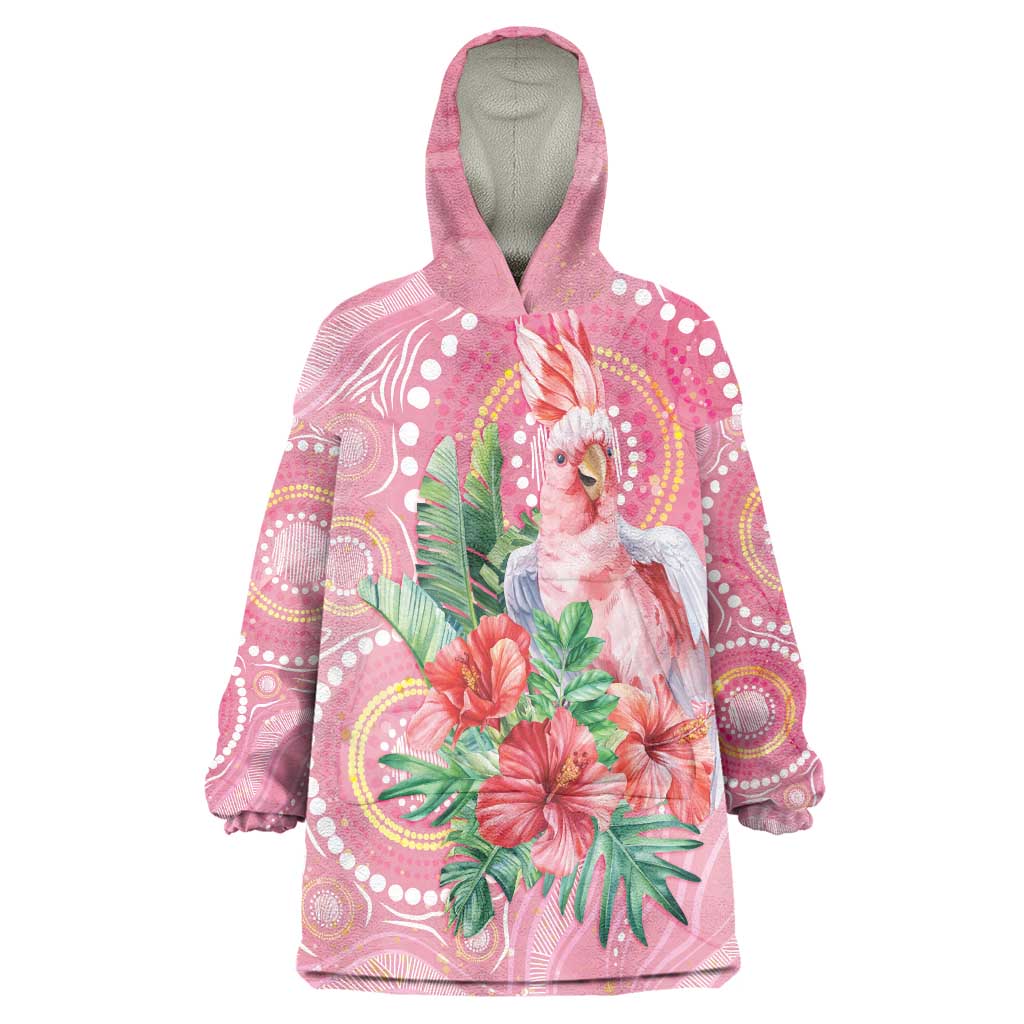 Breast Cancer Pink Cockatoo Wearable Blanket Hoodie Australia Indigenous Watercolor Glaze - Vibe Hoodie