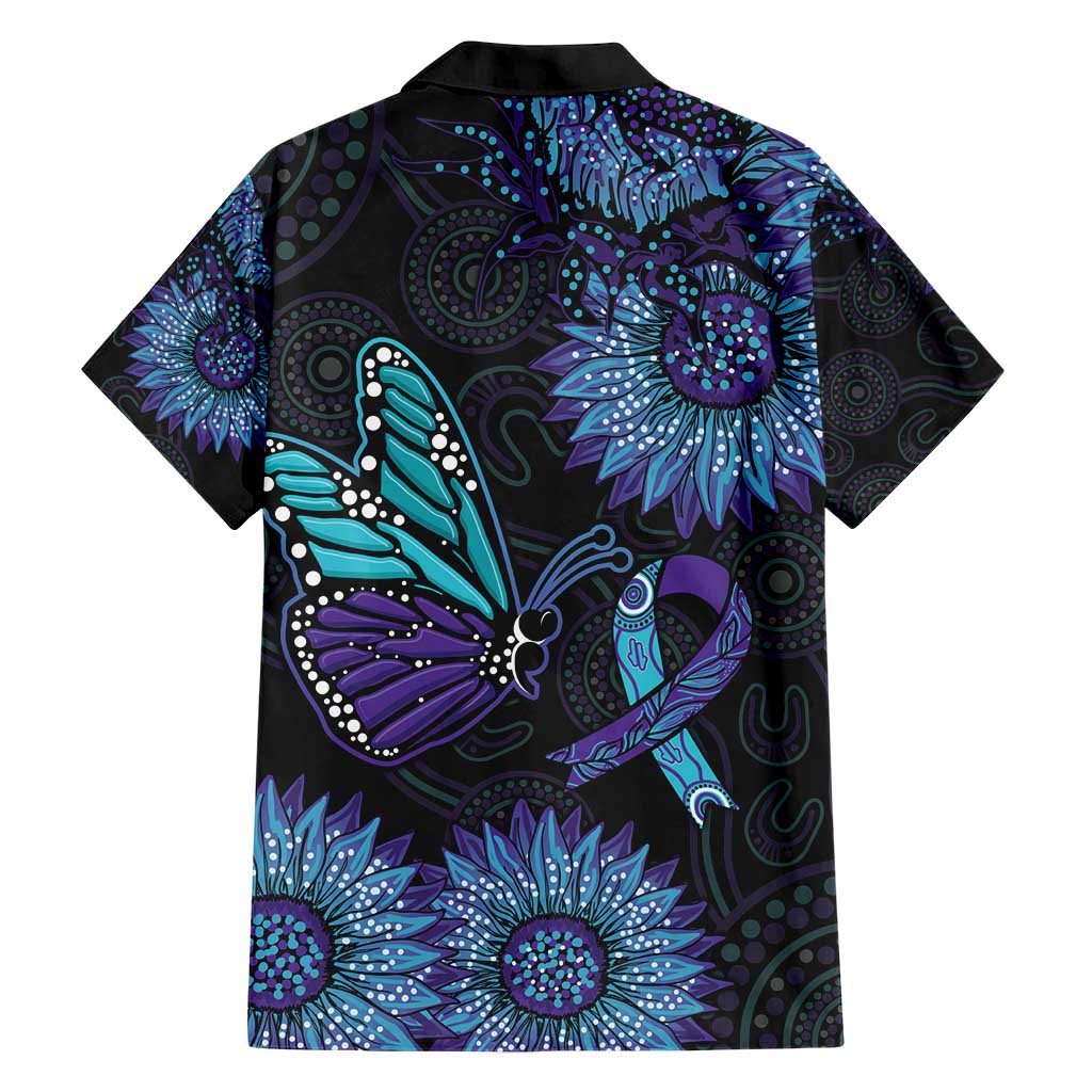 Australia Indigenous Hawaiian Shirt Teal & Purple Sunflower Aboriginal Arts - Vibe Hoodie Shop