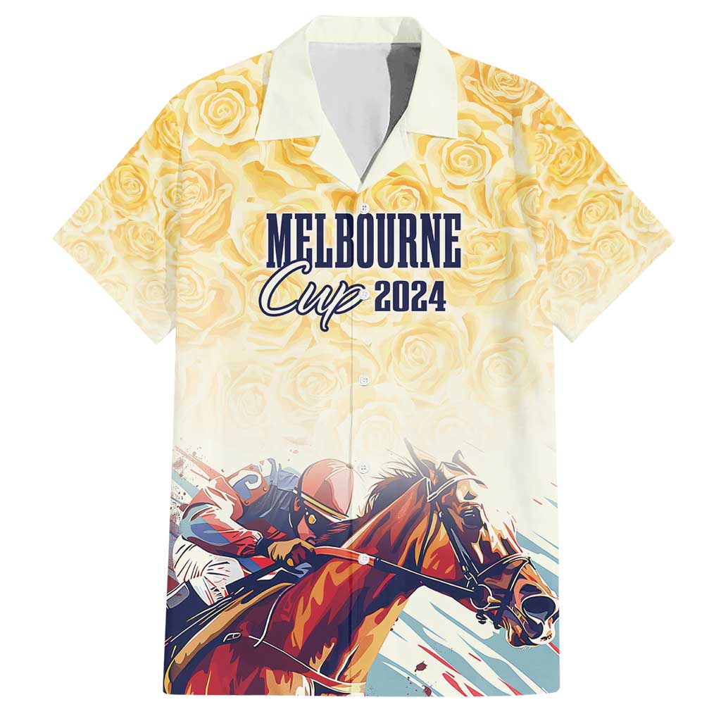 Melbourne Horse Racing Hawaiian Shirt Yellow Rose Champion - Vibe Hoodie Shop