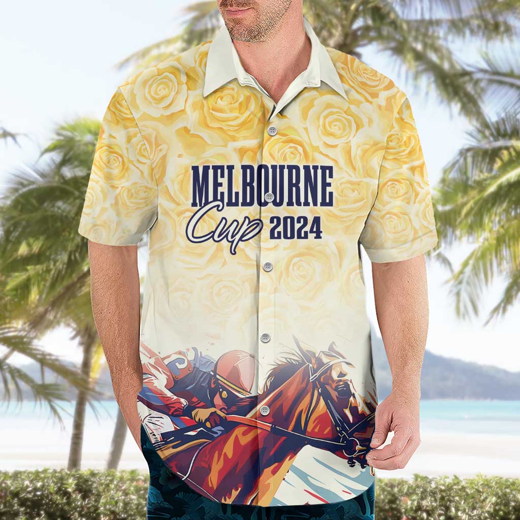 Melbourne Horse Racing Hawaiian Shirt Yellow Rose Champion - Vibe Hoodie Shop