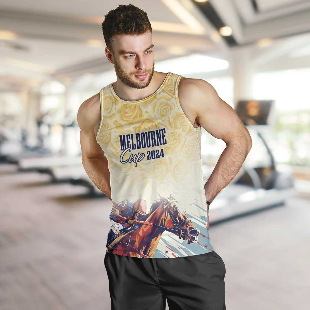 Melbourne Horse Racing Men Tank Top Yellow Rose Champion - Vibe Hoodie Shop