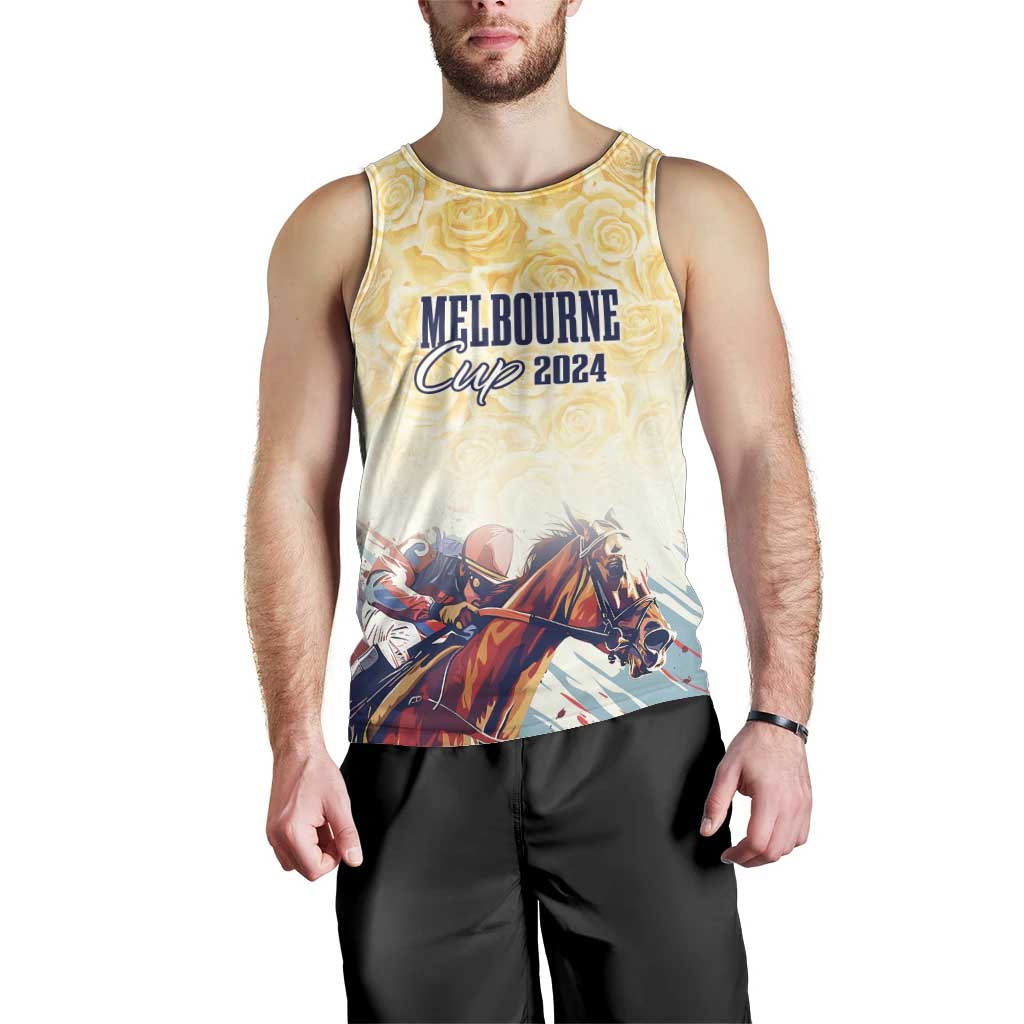 Melbourne Horse Racing Men Tank Top Yellow Rose Champion - Vibe Hoodie Shop
