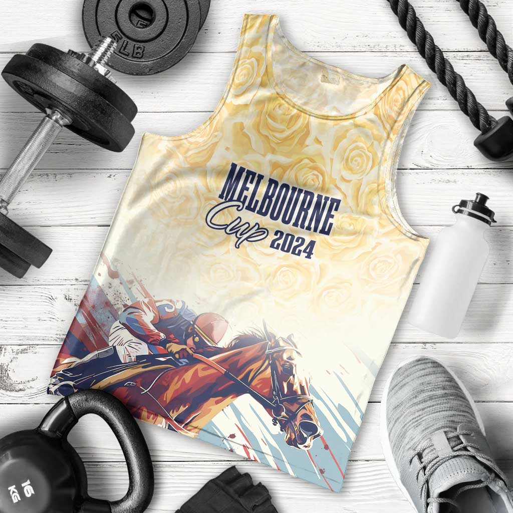 Melbourne Horse Racing Men Tank Top Yellow Rose Champion - Vibe Hoodie Shop