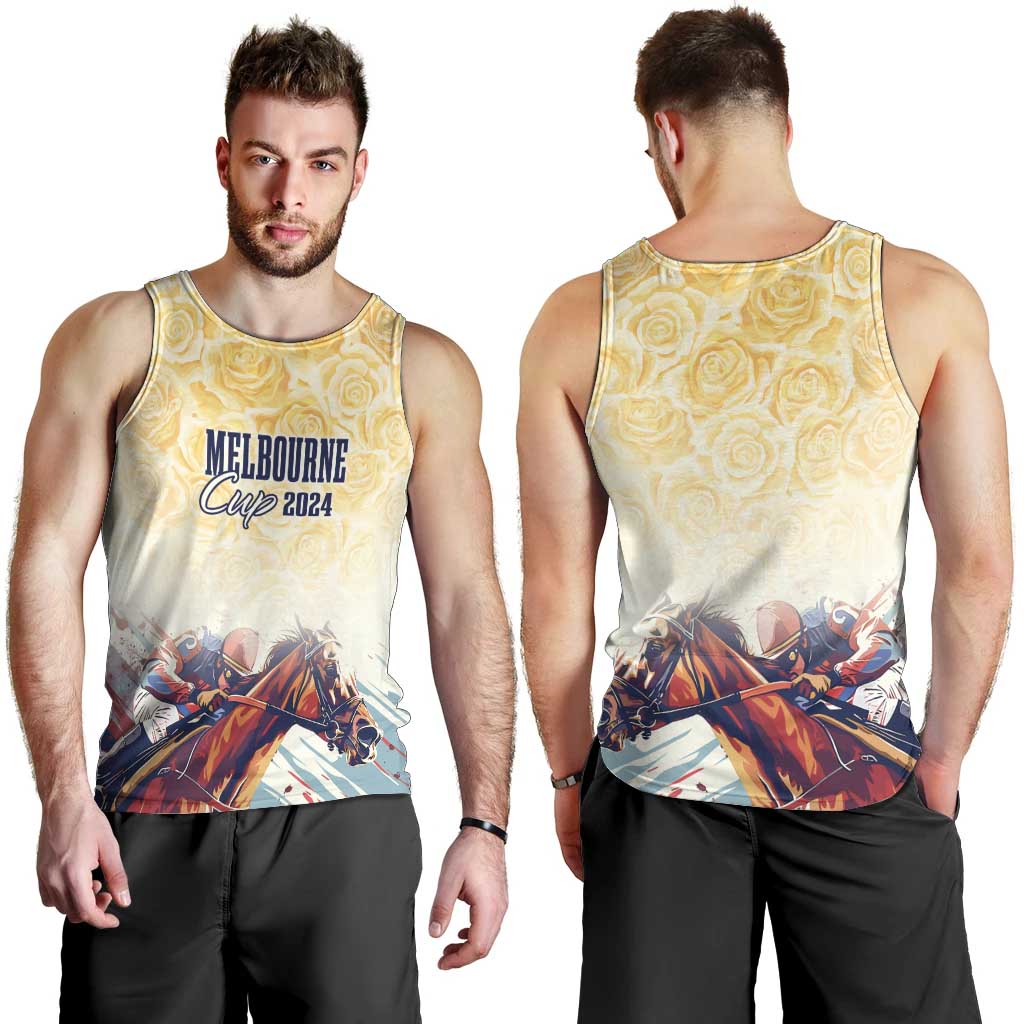 Melbourne Horse Racing Men Tank Top Yellow Rose Champion - Vibe Hoodie Shop