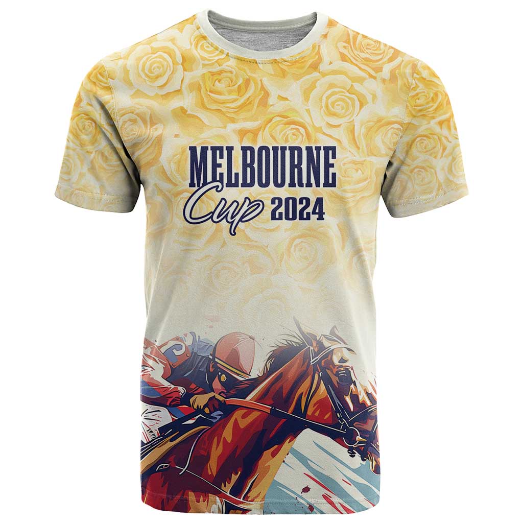 Melbourne Horse Racing T Shirt Yellow Rose Champion - Vibe Hoodie Shop