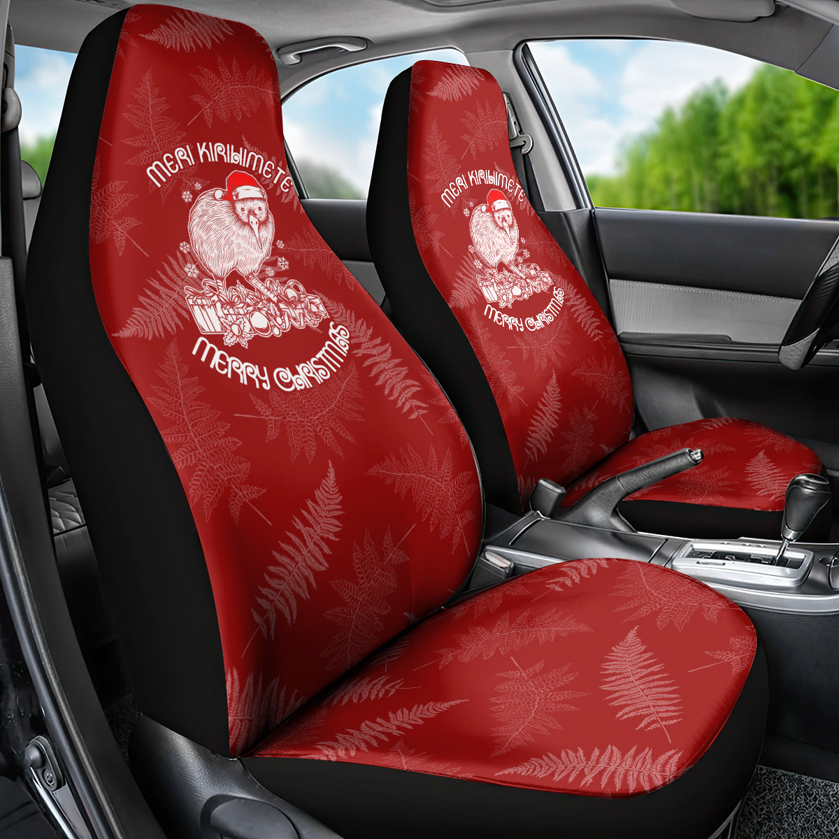 New Zealand Christmas Car Seat Cover Silver Fern Mix Kiwi Bird Ver01 - Vibe Hoodie Shop