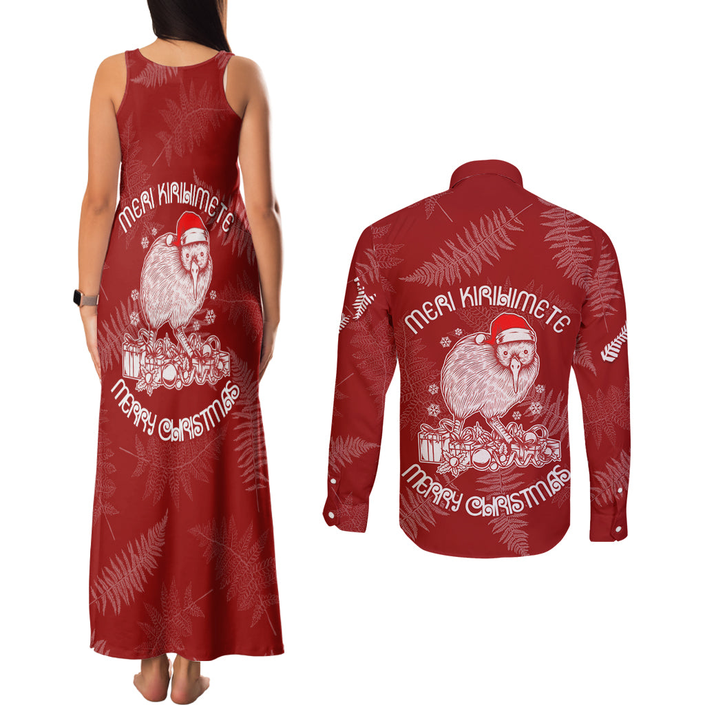 new-zealand-christmas-couples-matching-tank-maxi-dress-and-long-sleeve-button-shirts-silver-fern-mix-kiwi-bird-ver01