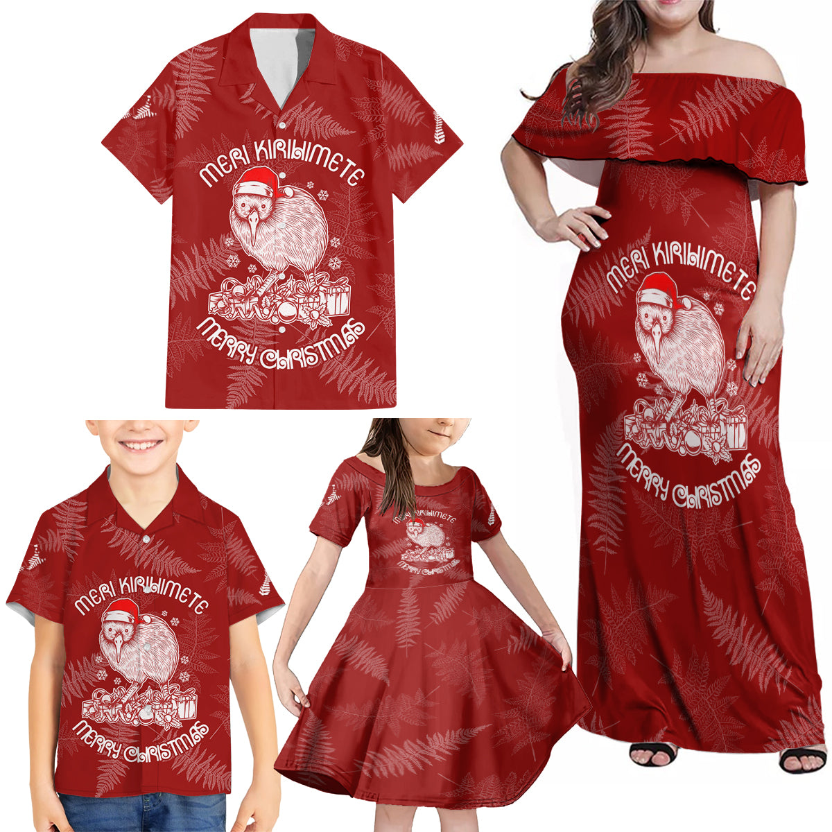 new-zealand-christmas-family-matching-off-shoulder-maxi-dress-and-hawaiian-shirt-silver-fern-mix-kiwi-bird-ver01