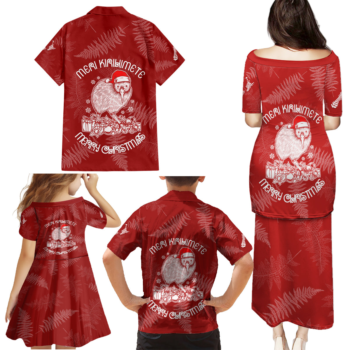 new-zealand-christmas-family-matching-puletasi-dress-and-hawaiian-shirt-silver-fern-mix-kiwi-bird-ver01