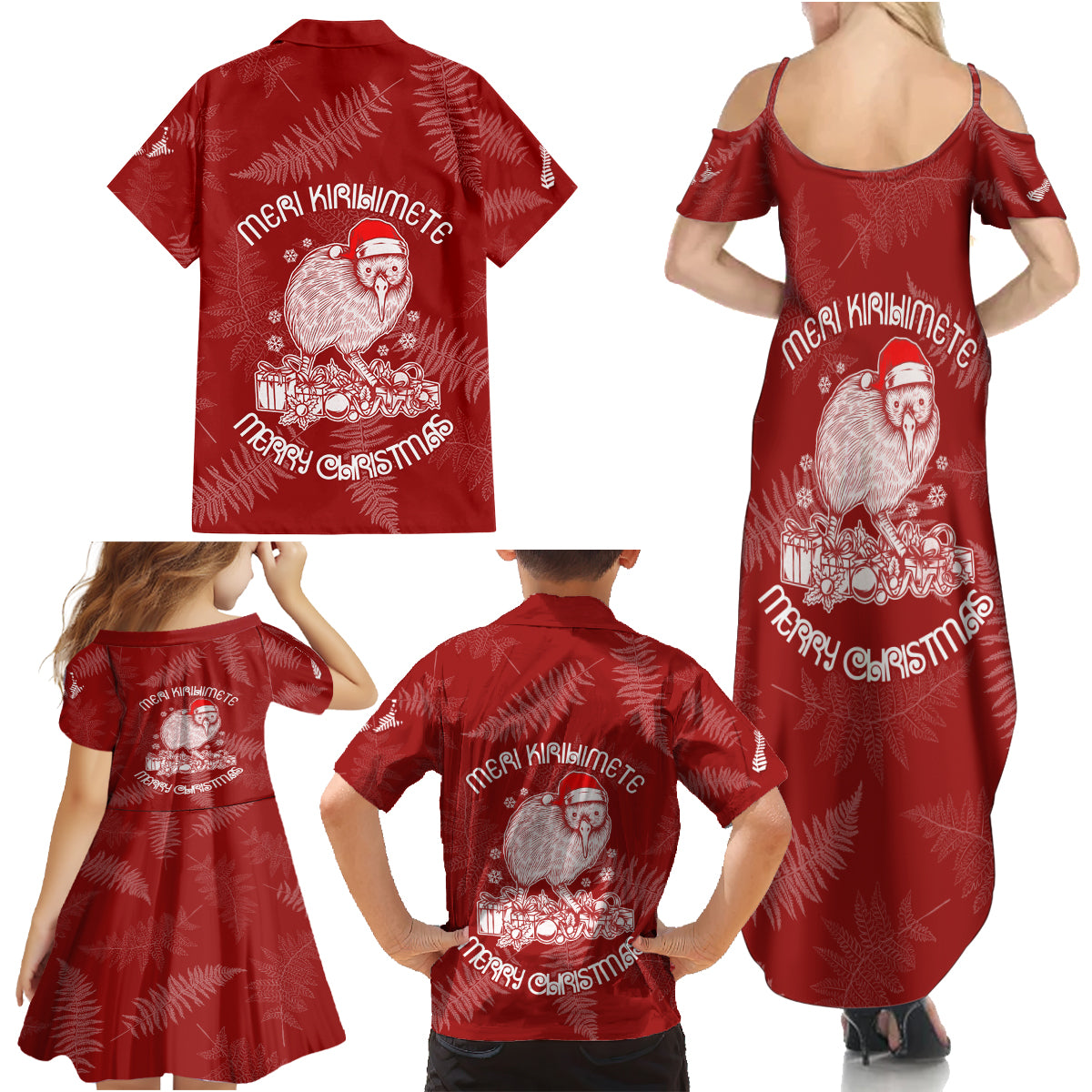 new-zealand-christmas-family-matching-summer-maxi-dress-and-hawaiian-shirt-silver-fern-mix-kiwi-bird-ver01