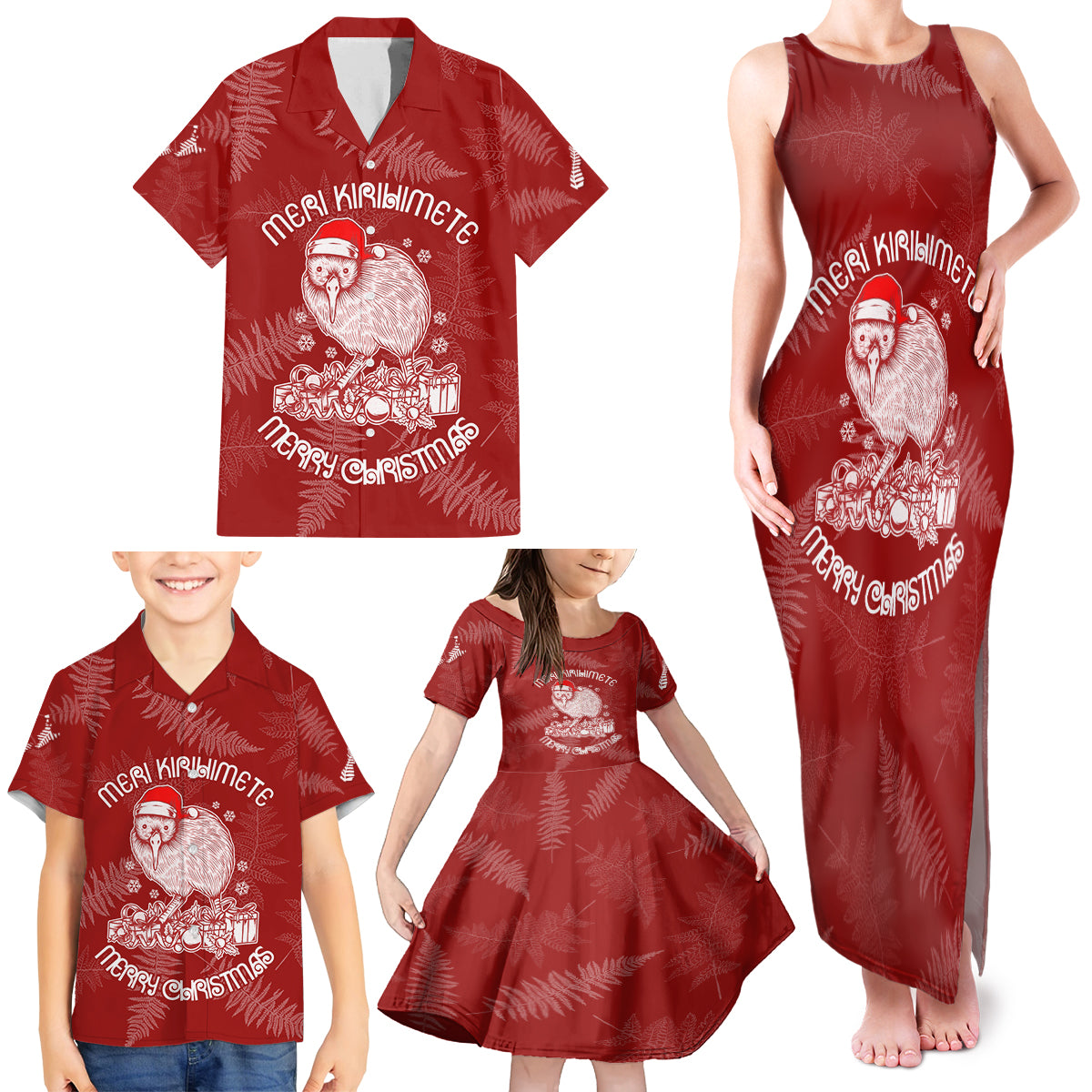 new-zealand-christmas-family-matching-tank-maxi-dress-and-hawaiian-shirt-silver-fern-mix-kiwi-bird-ver01