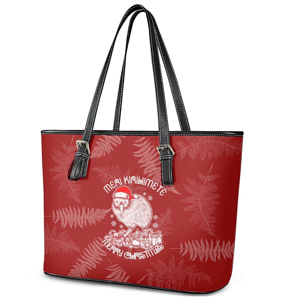 new-zealand-christmas-leather-tote-bag-silver-fern-mix-kiwi-bird-ver01