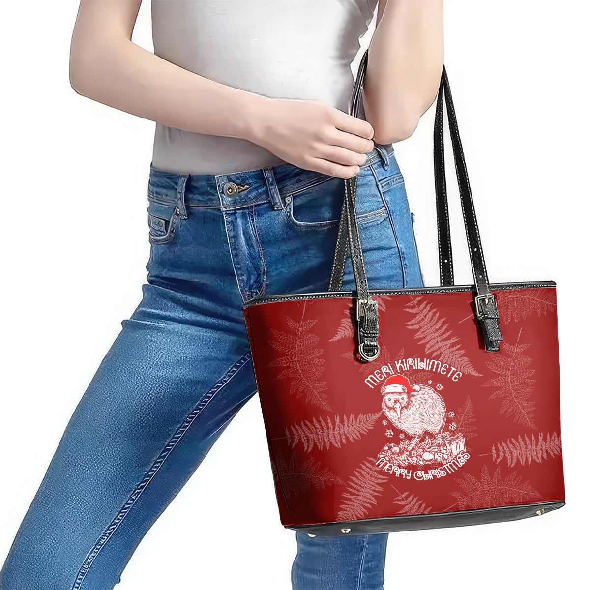 new-zealand-christmas-leather-tote-bag-silver-fern-mix-kiwi-bird-ver01