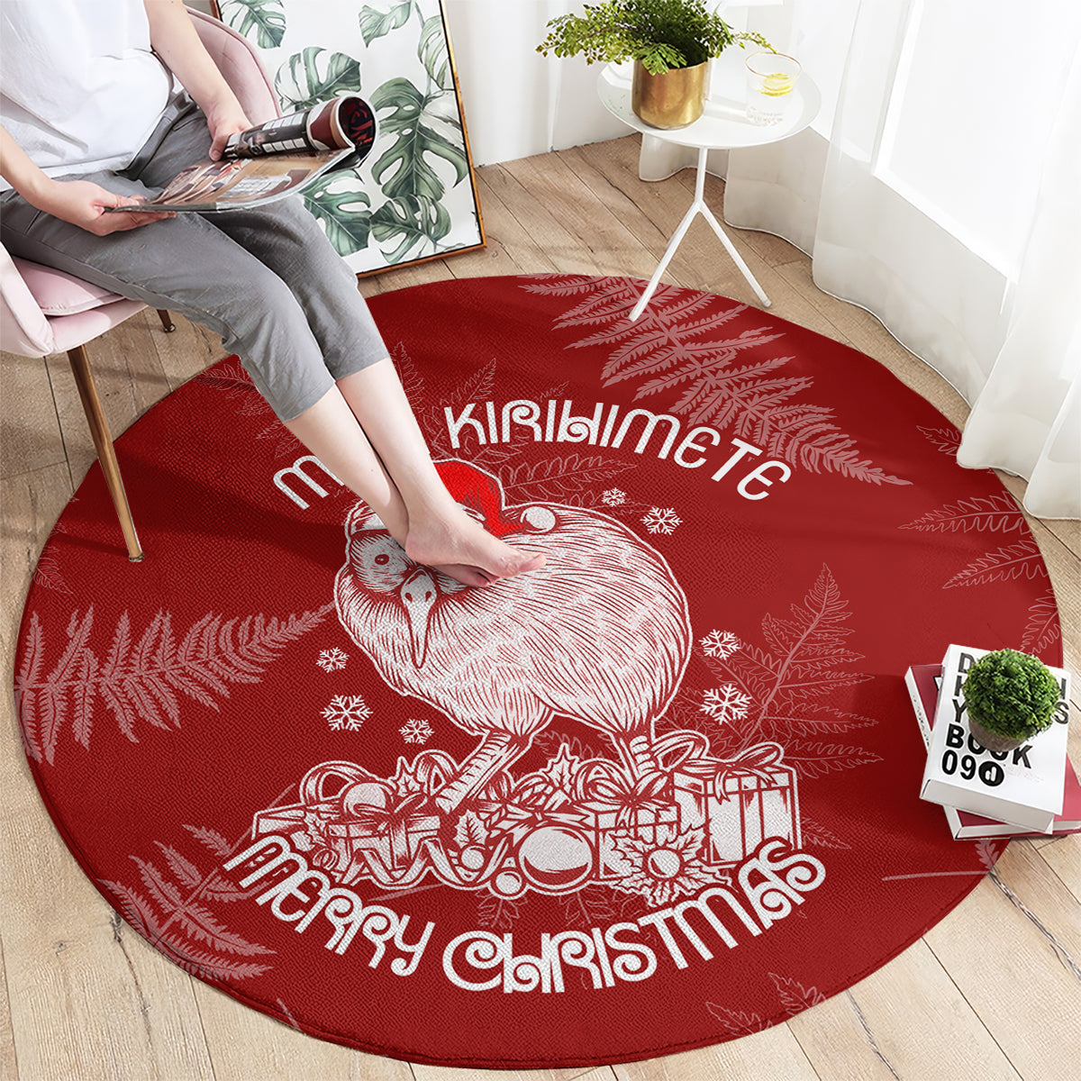 new-zealand-christmas-round-carpet-silver-fern-mix-kiwi-bird-ver01