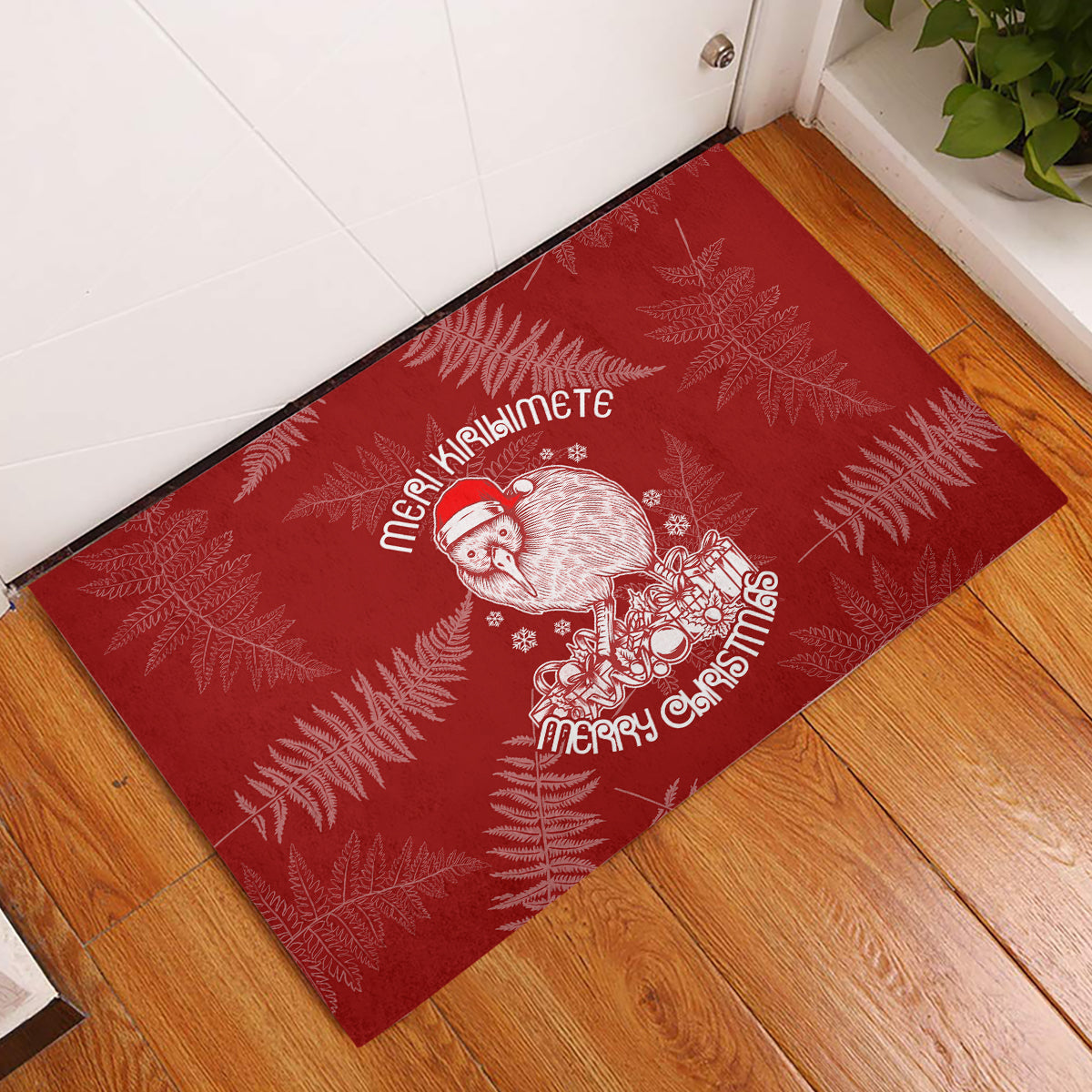 new-zealand-christmas-rubber-doormat-silver-fern-mix-kiwi-bird-ver01