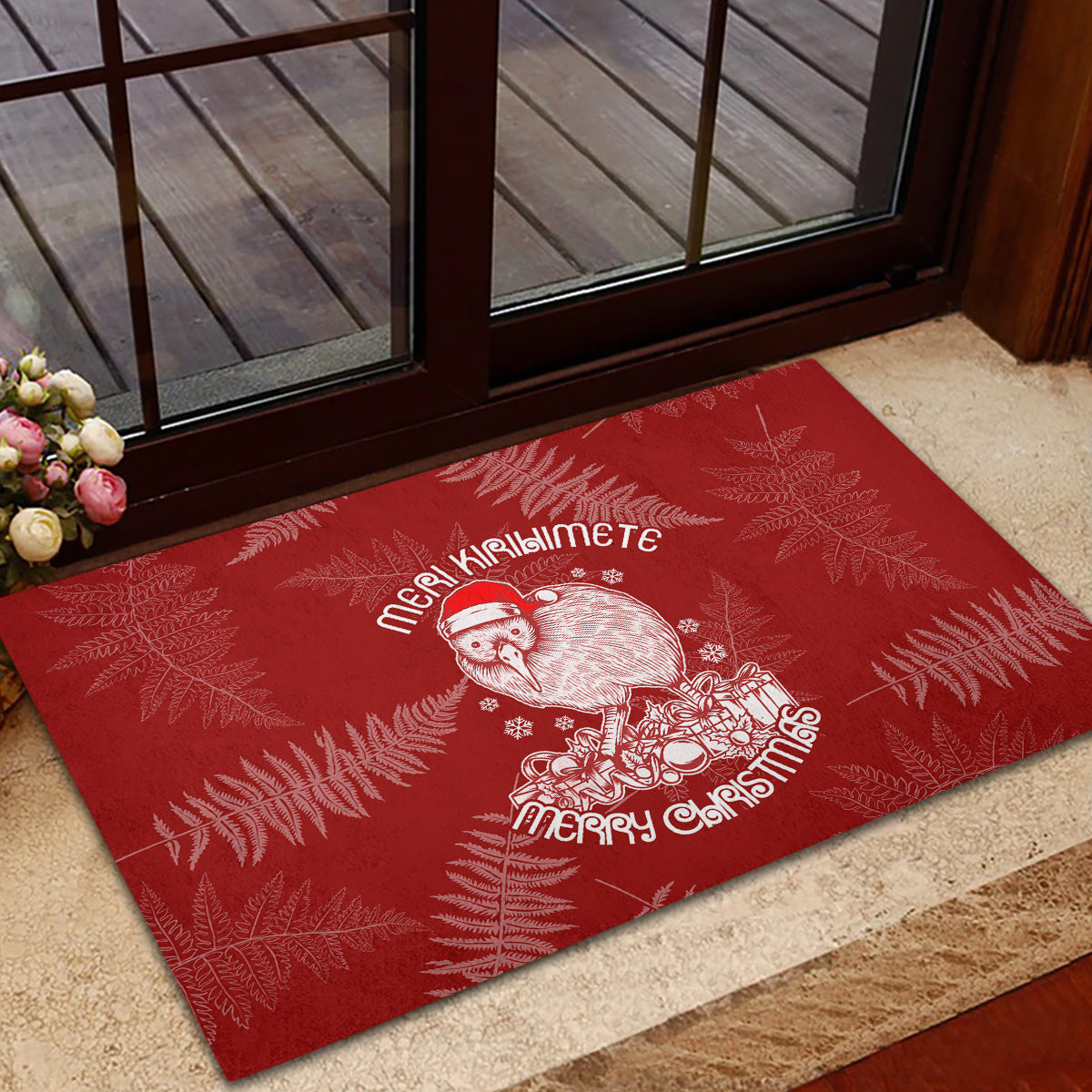 new-zealand-christmas-rubber-doormat-silver-fern-mix-kiwi-bird-ver01