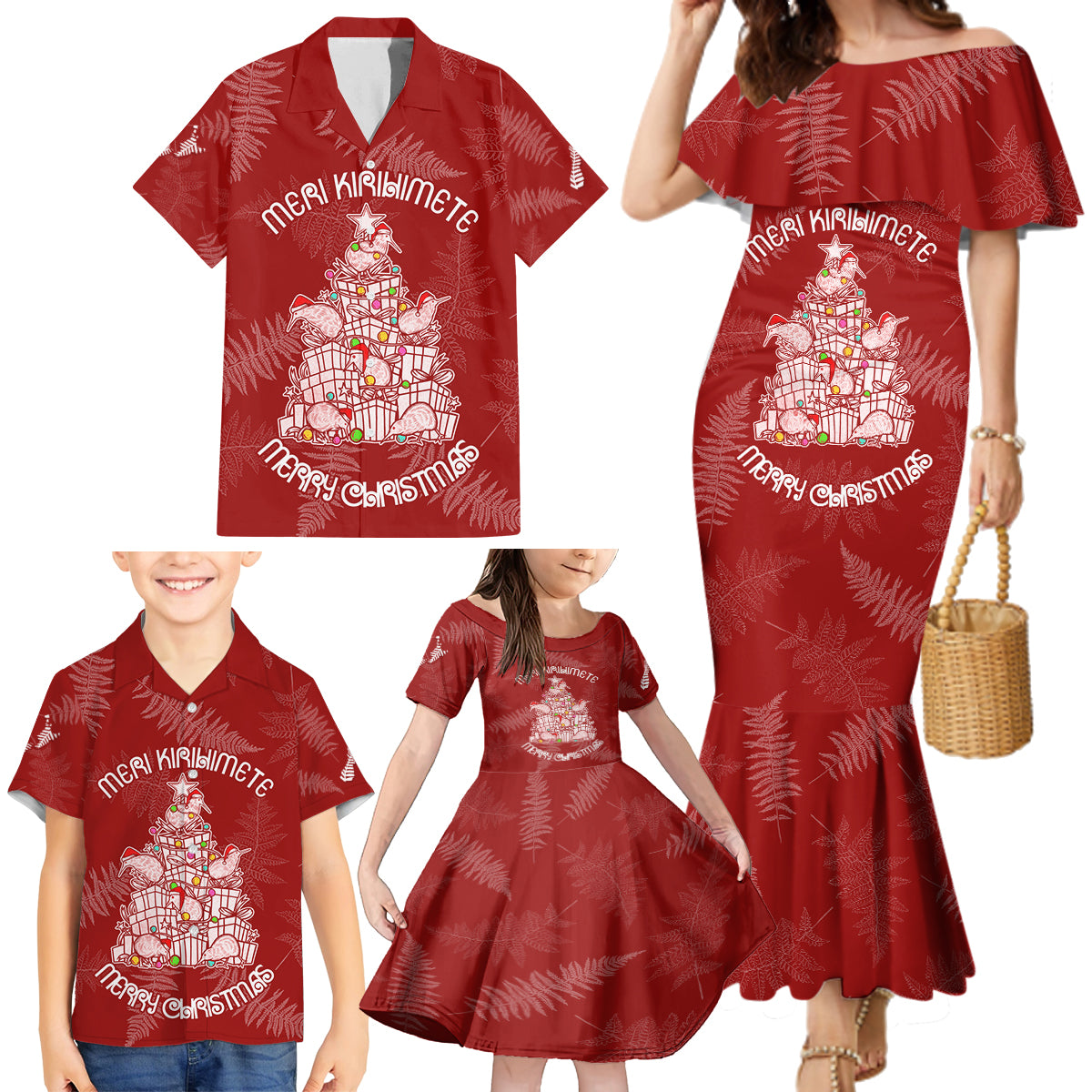 new-zealand-christmas-family-matching-mermaid-dress-and-hawaiian-shirt-silver-fern-mix-kiwi-bird-ver02