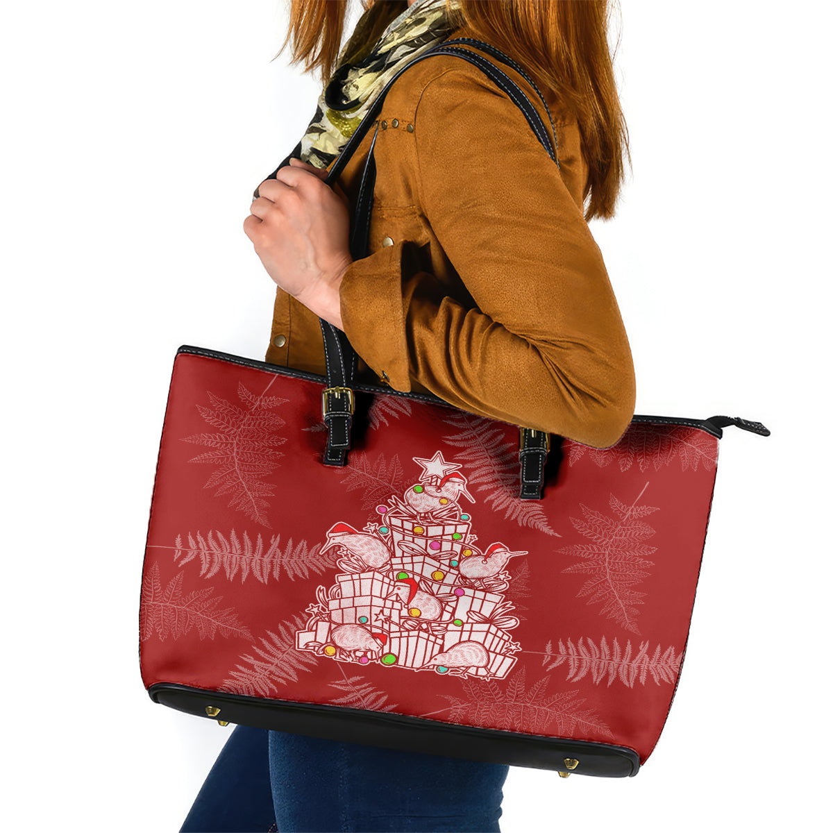 new-zealand-christmas-leather-tote-bag-silver-fern-mix-kiwi-bird-ver02