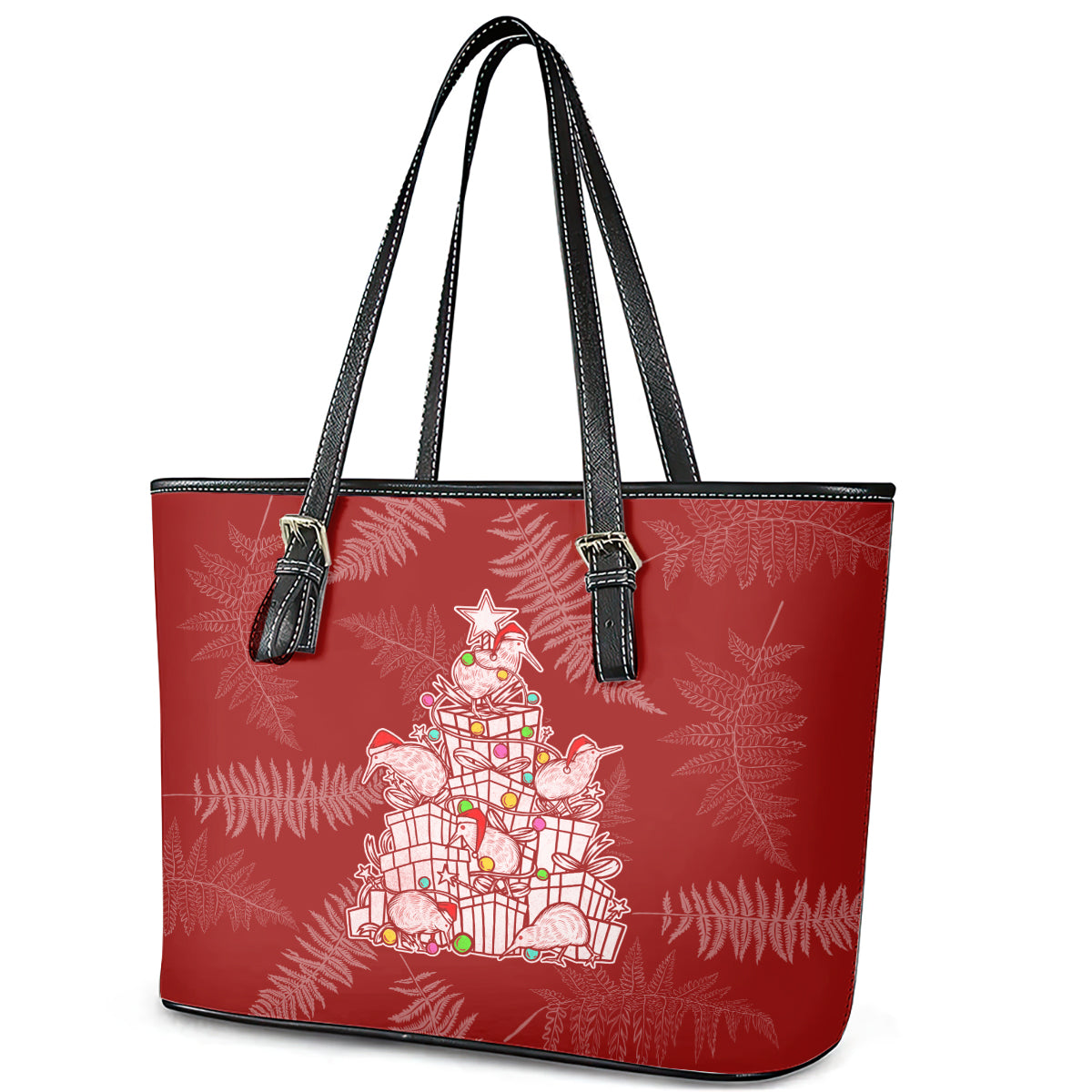 new-zealand-christmas-leather-tote-bag-silver-fern-mix-kiwi-bird-ver02