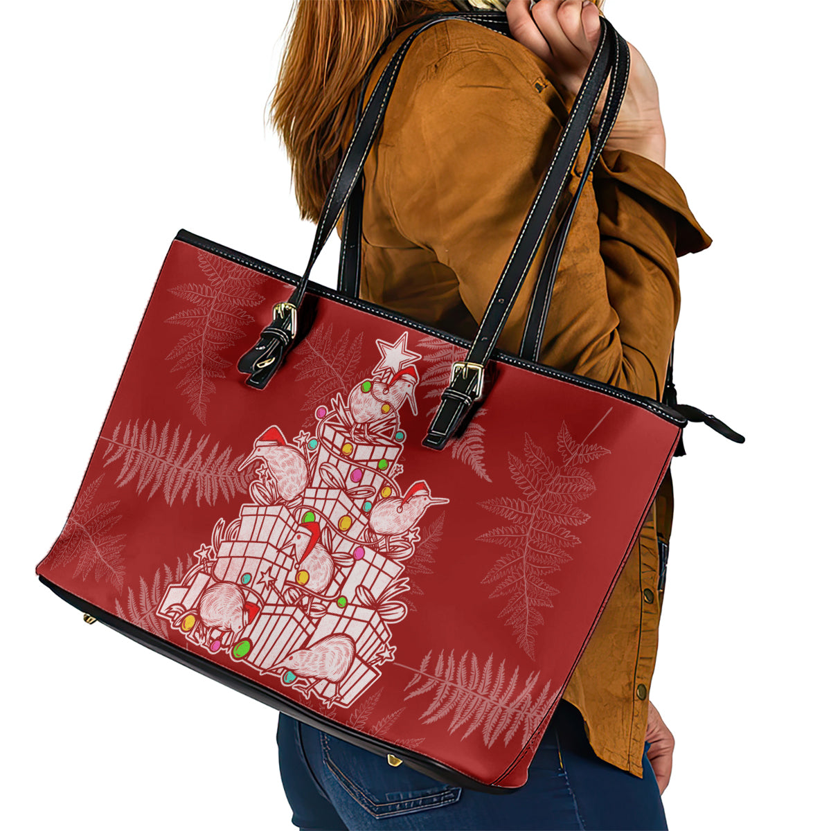 new-zealand-christmas-leather-tote-bag-silver-fern-mix-kiwi-bird-ver02