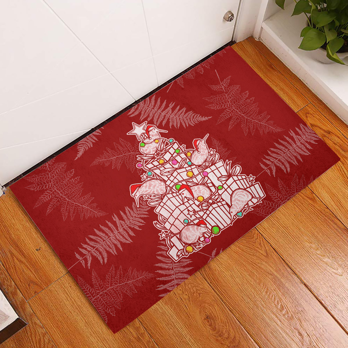 new-zealand-christmas-rubber-doormat-silver-fern-mix-kiwi-bird-ver02