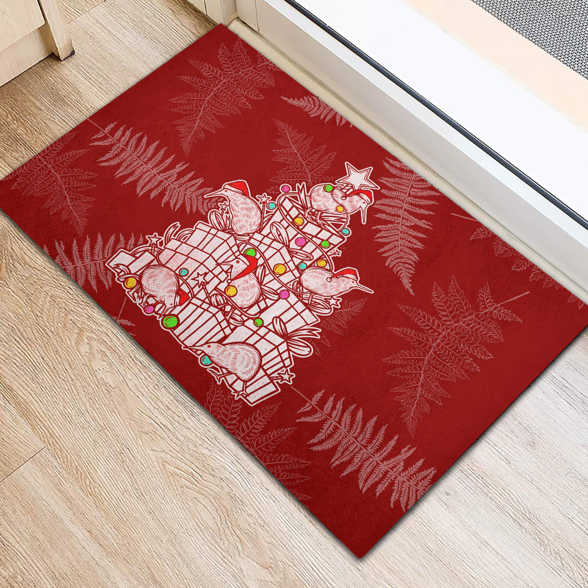 new-zealand-christmas-rubber-doormat-silver-fern-mix-kiwi-bird-ver02