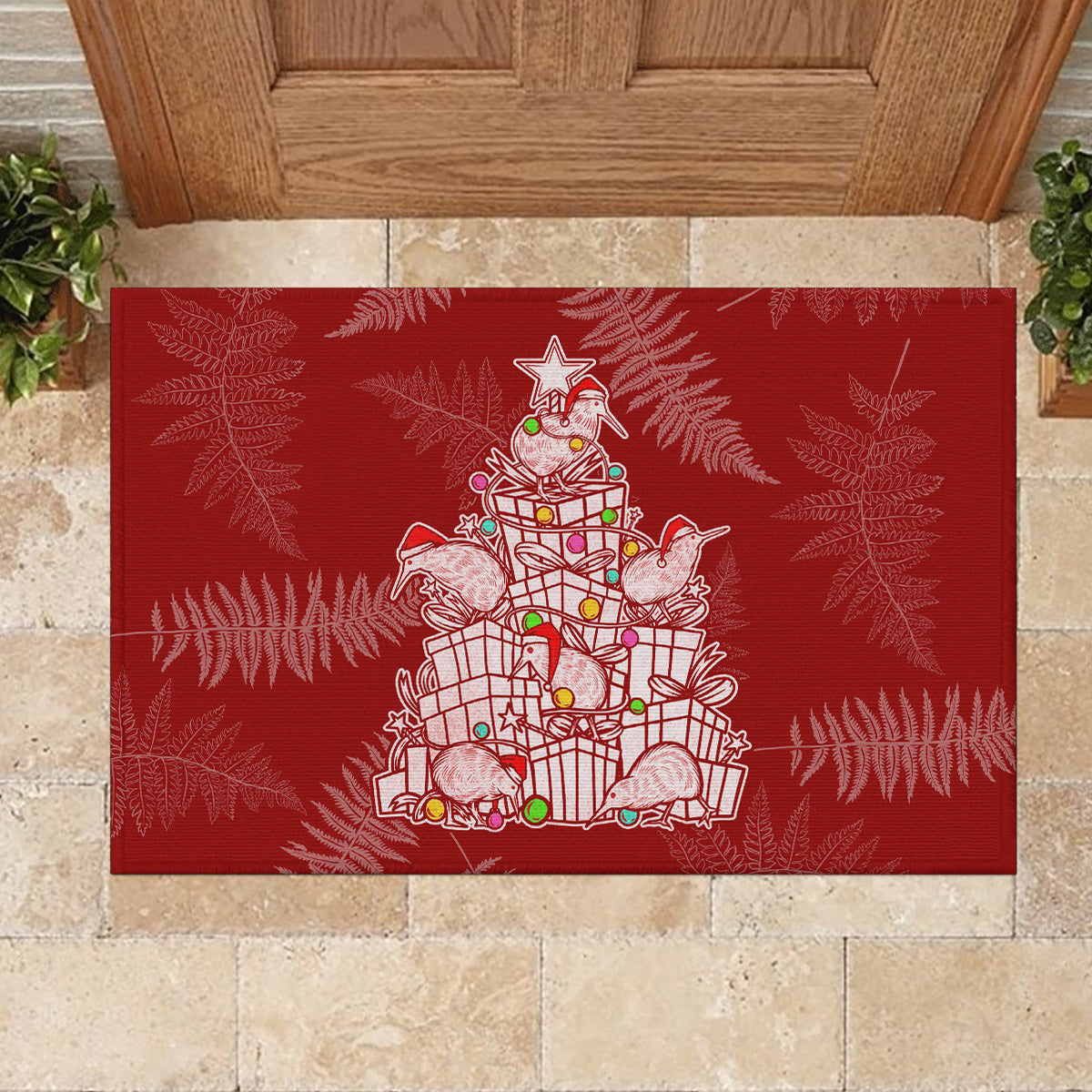 new-zealand-christmas-rubber-doormat-silver-fern-mix-kiwi-bird-ver02