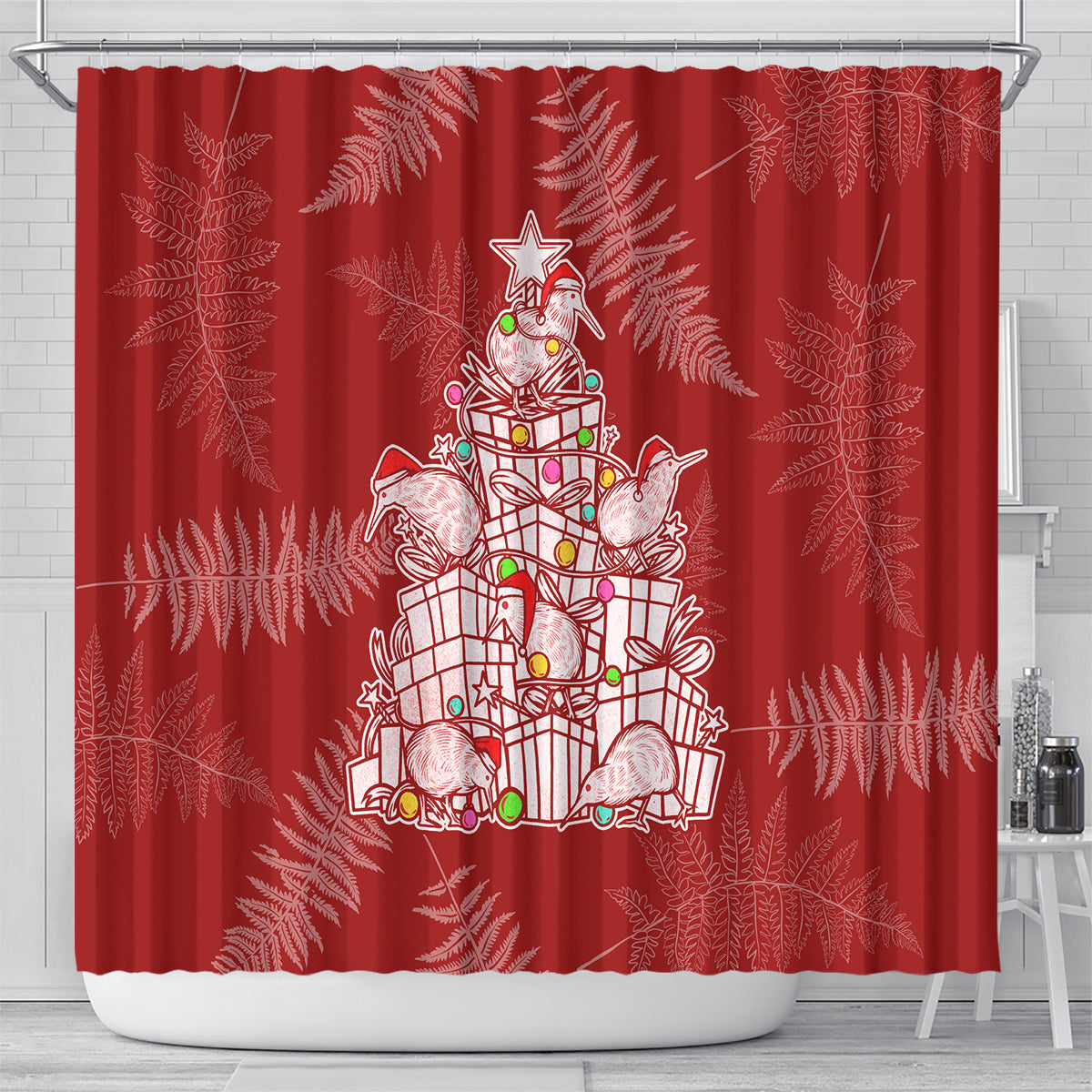 new-zealand-christmas-shower-curtain-silver-fern-mix-kiwi-bird-ver02