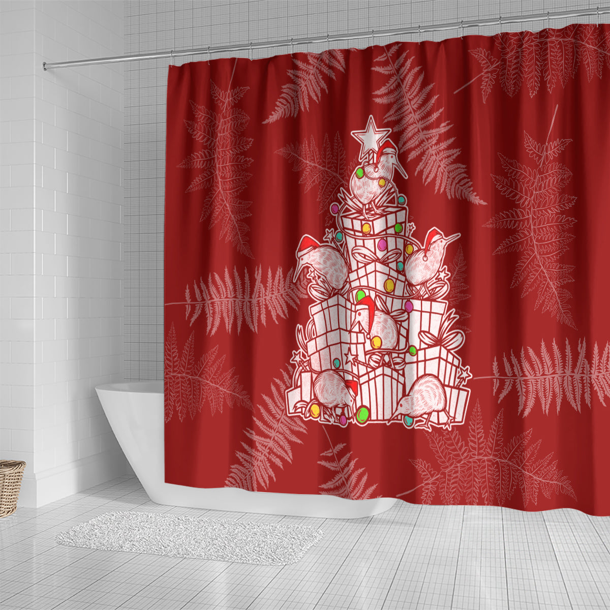 new-zealand-christmas-shower-curtain-silver-fern-mix-kiwi-bird-ver02