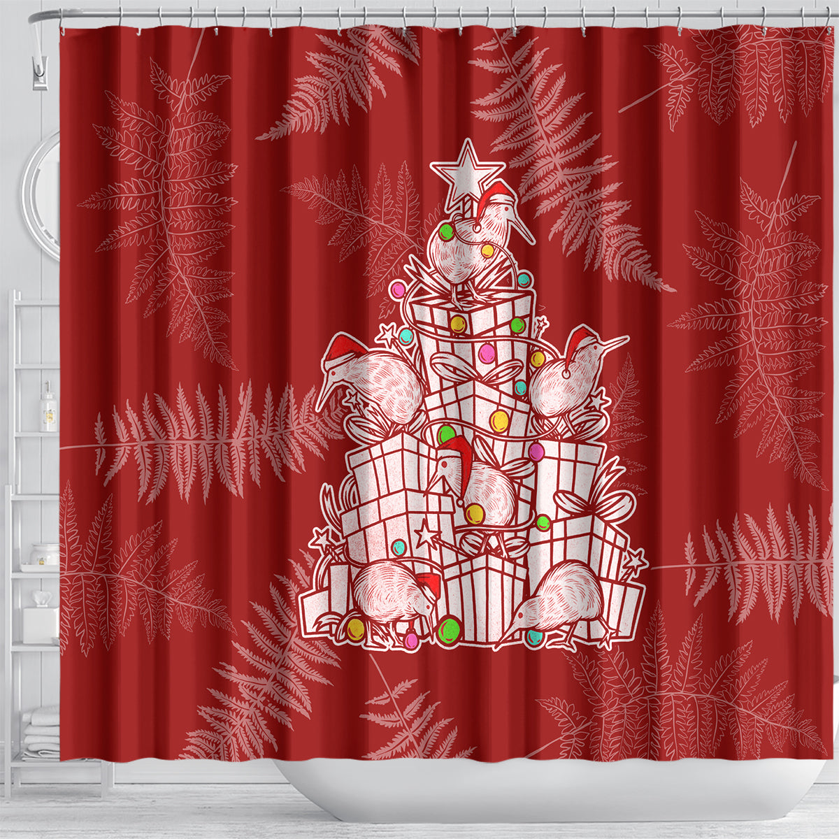 new-zealand-christmas-shower-curtain-silver-fern-mix-kiwi-bird-ver02