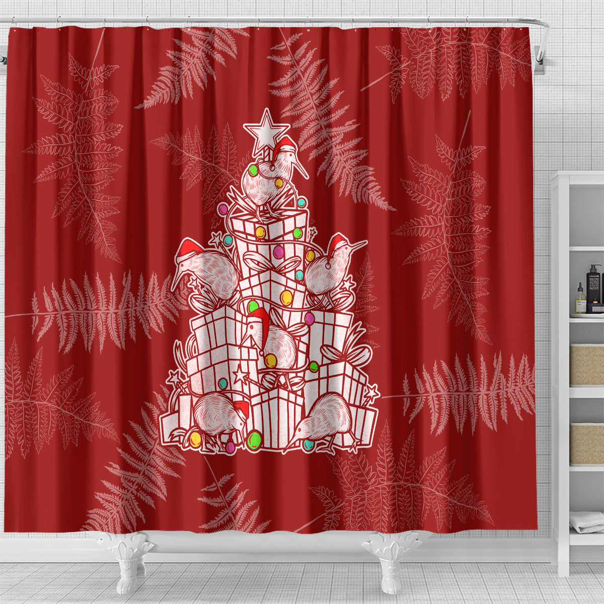 new-zealand-christmas-shower-curtain-silver-fern-mix-kiwi-bird-ver02