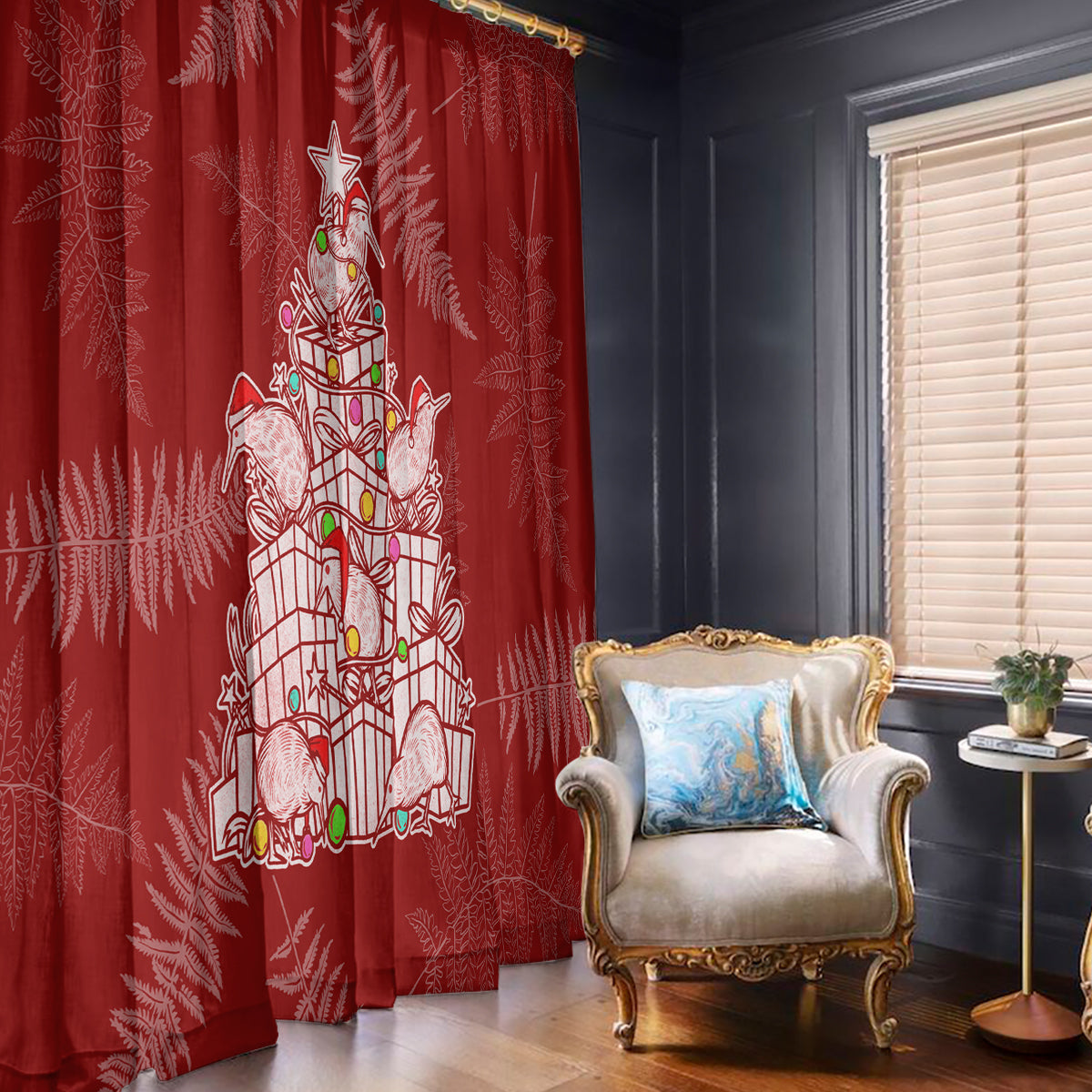 new-zealand-christmas-window-curtain-silver-fern-mix-kiwi-bird-ver02