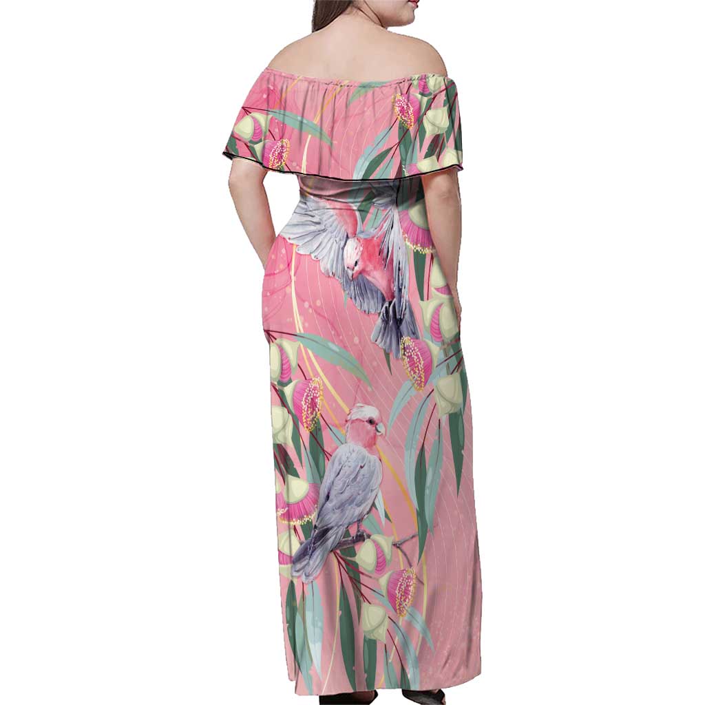 Australia Breast Cancer Awareness Family Matching Off Shoulder Maxi Dress and Hawaiian Shirt Pink Galah with Eucalyptus Flowers - Vibe Hoodie