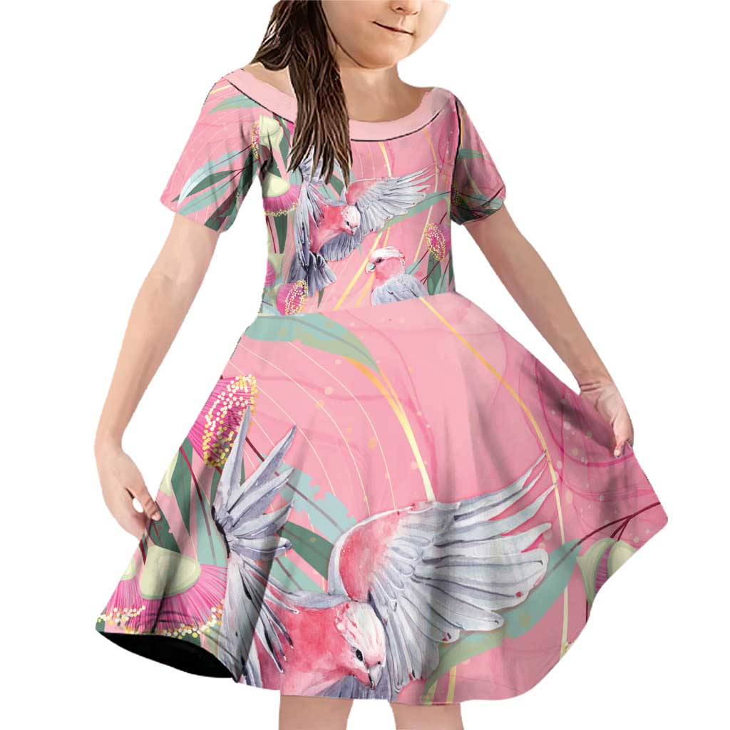 Australia Breast Cancer Awareness Family Matching Off Shoulder Short Dress and Hawaiian Shirt Pink Galah with Eucalyptus Flowers - Vibe Hoodie