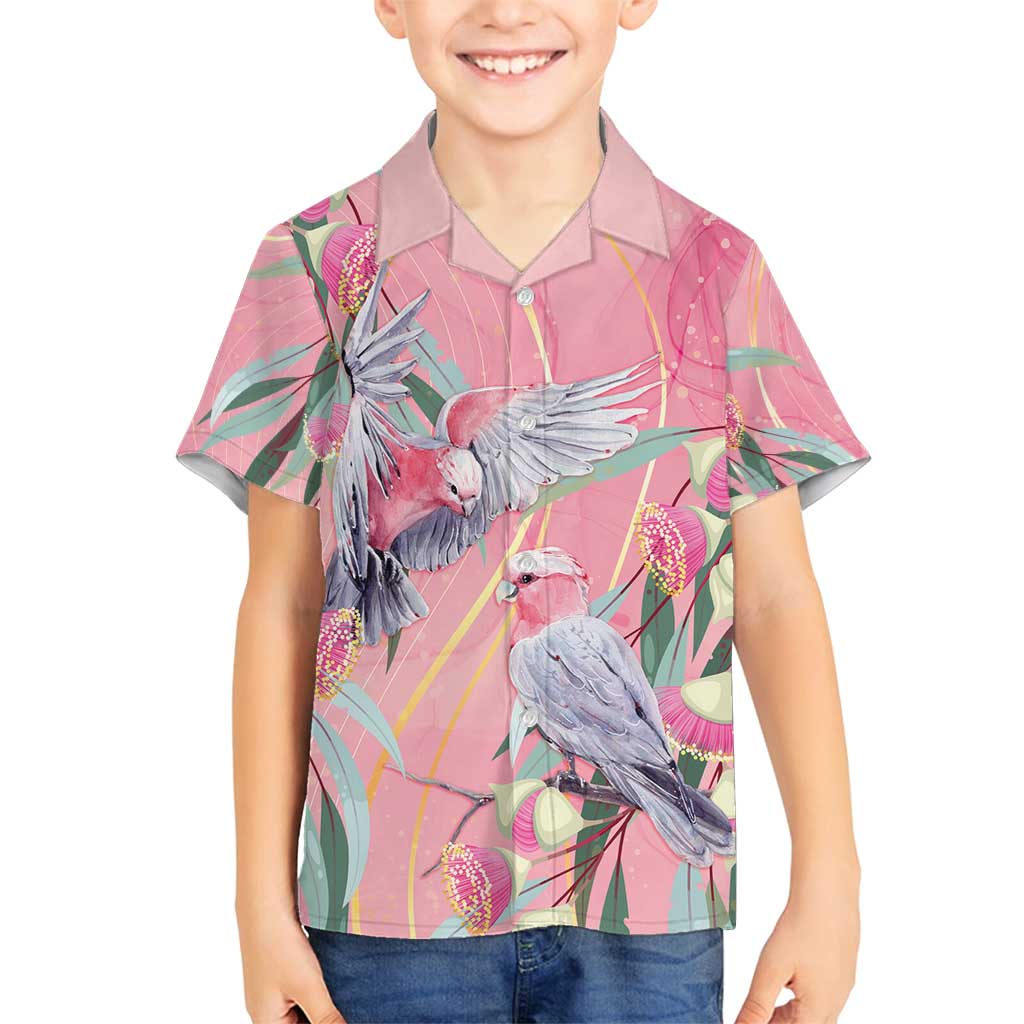 Australia Breast Cancer Awareness Family Matching Off Shoulder Short Dress and Hawaiian Shirt Pink Galah with Eucalyptus Flowers - Vibe Hoodie